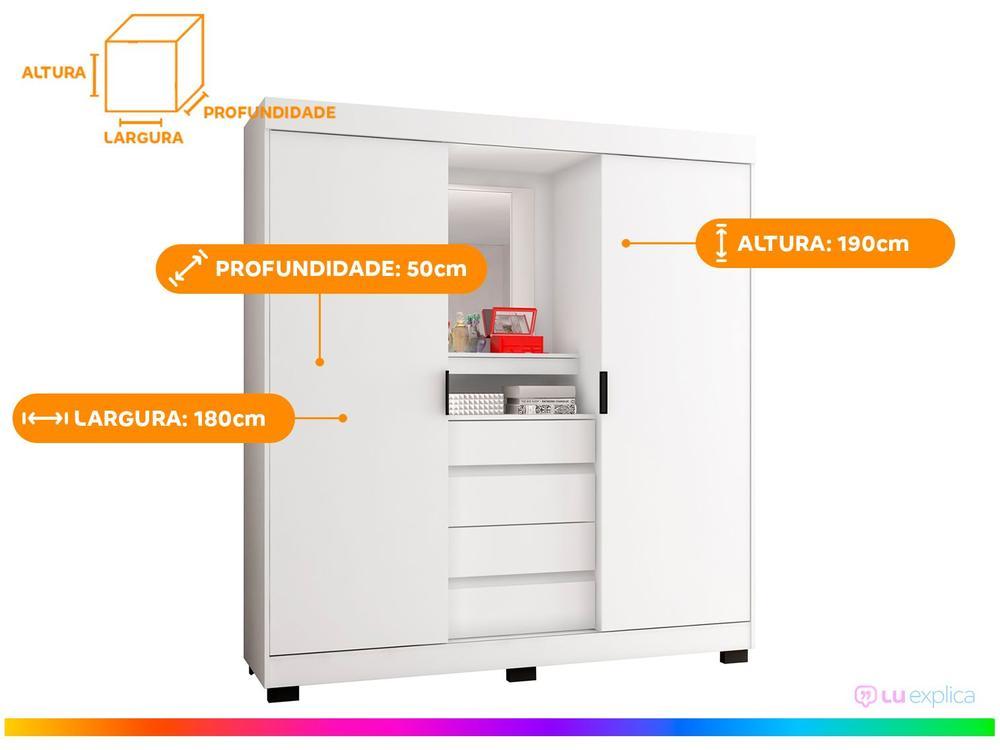 Guarda-roupa Casal com Espelho 2 Portas de Correr 4 Gavetas Araplac Sintra CAP24024 - 3