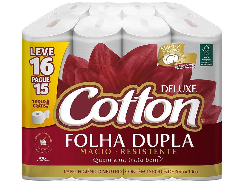 Papel Higiênico Folha Dupla Cotton Neutro Deluxe 16 Rolos 30m - 1