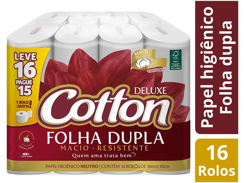 Papel Higiênico Folha Dupla Cotton Neutro Deluxe 16 Rolos 30m - 2