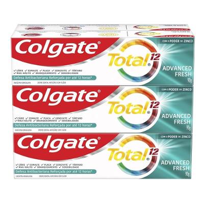 Creme Dental Para Branqueamento Colgate Total 12 Whitening & Advanced Fresh 90g