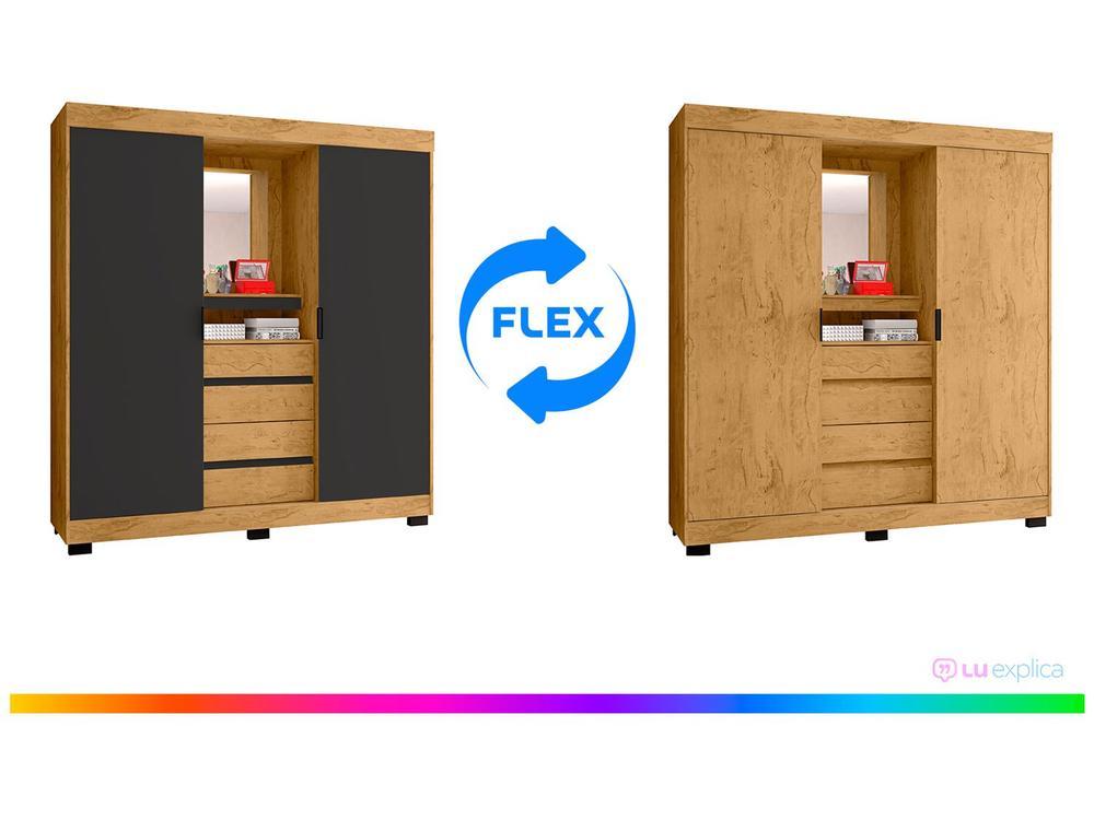 Guarda-roupa Casal com Espelho 2 Portas de Correr 4 Gavetas Araplac Sintra CAP24024 - 2