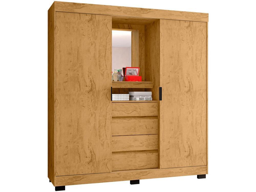 Guarda-roupa Casal com Espelho 2 Portas de Correr 4 Gavetas Araplac Sintra CAP24024 - 7