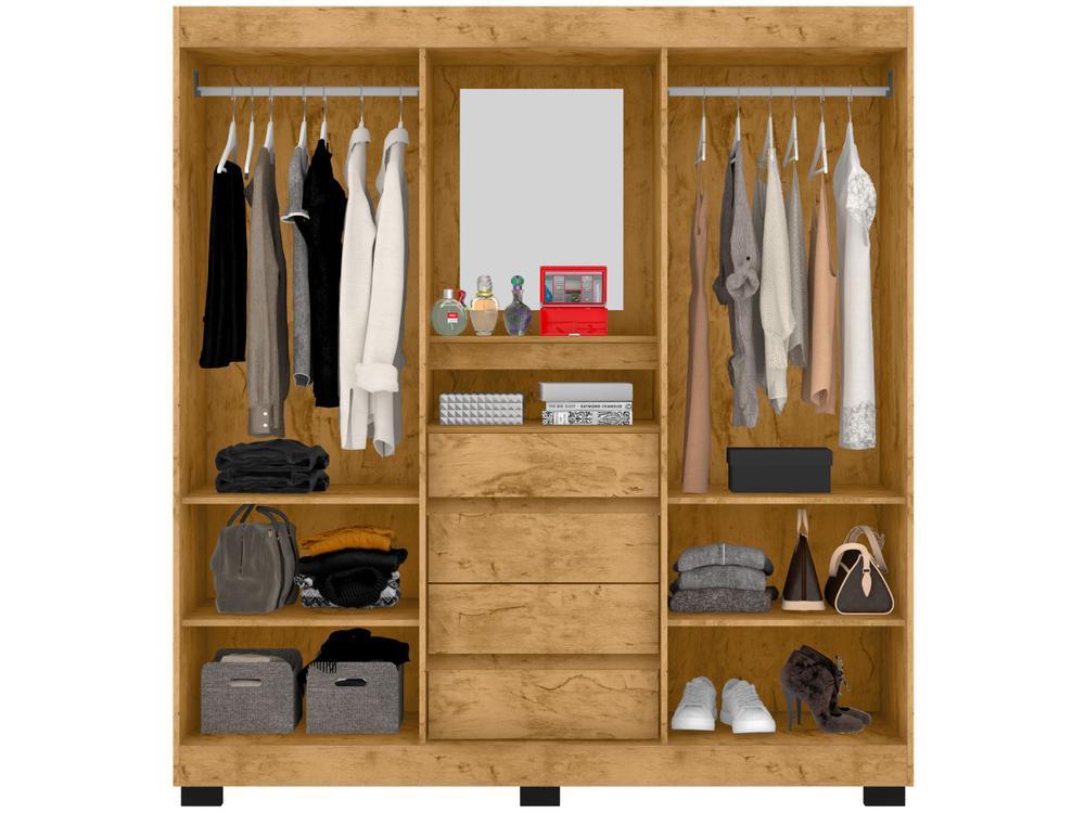 Guarda-roupa Casal com Espelho 2 Portas de Correr 4 Gavetas Araplac Sintra CAP24024 - 8