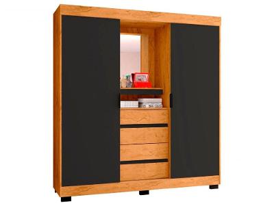 Guarda-roupa Casal com Espelho 2 Portas de Correr 4 Gavetas Araplac Sintra CAP24024