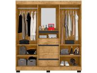 Guarda-roupa Casal com Espelho 2 Portas de Correr 4 Gavetas Araplac Sintra CAP24024 - 9