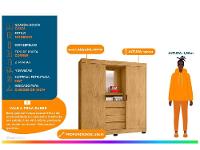 Guarda-roupa Casal com Espelho 2 Portas de Correr 4 Gavetas Araplac Sintra CAP24024 - 3