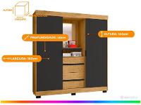 Guarda-roupa Casal com Espelho 2 Portas de Correr 4 Gavetas Araplac Sintra CAP24024