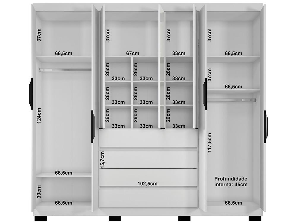 Guarda-roupa Casal com Espelho 7 Portas 4 Gavetas Araplac Lisboa EB24074 - 9