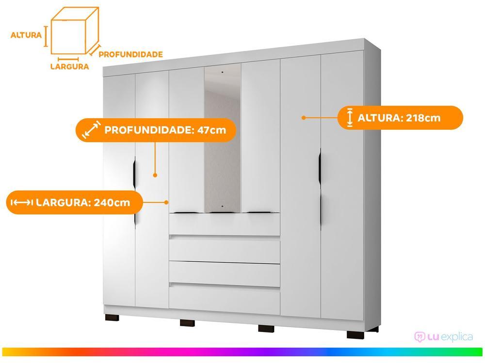 Guarda-roupa Casal com Espelho 7 Portas 4 Gavetas Araplac Lisboa EB24074 - 3