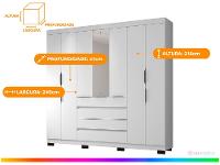 Guarda-roupa Casal com Espelho 7 Portas 4 Gavetas Araplac Lisboa EB24074 - 3