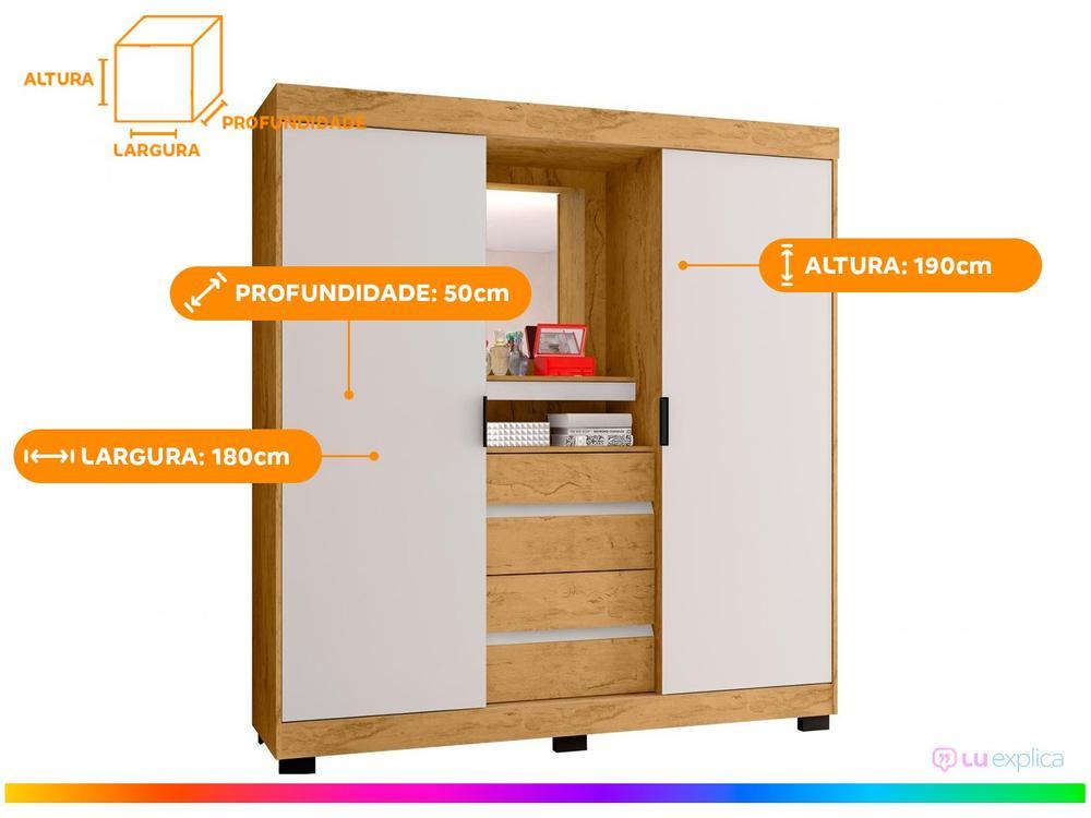 Guarda-roupa Casal com Espelho 2 Portas de Correr 4 Gavetas Araplac Sintra CAP24024 - 4