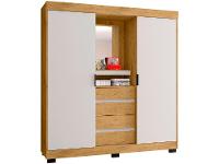 Guarda-roupa Casal com Espelho 2 Portas de Correr 4 Gavetas Araplac Sintra CAP24024 - 1
