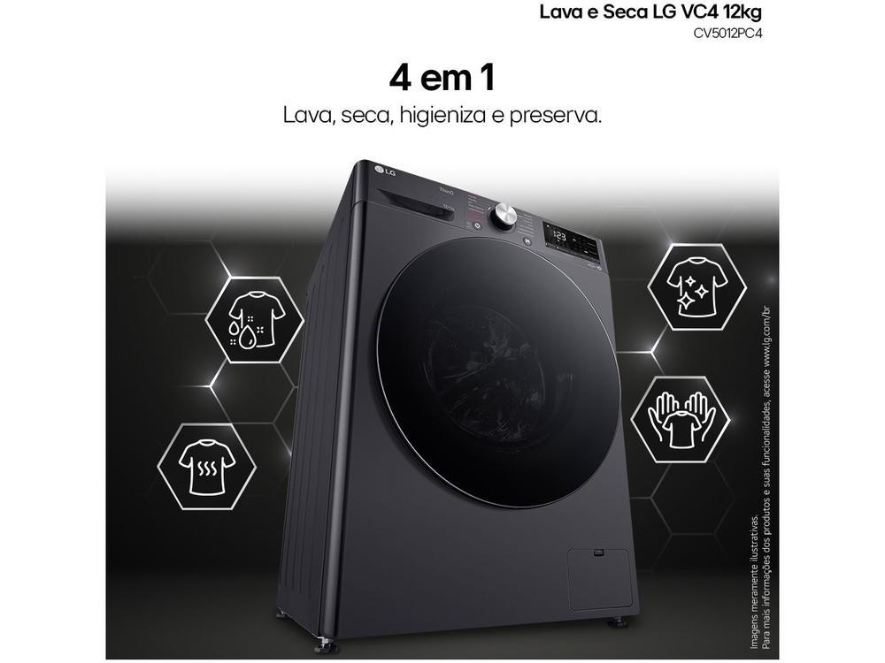 Lava e Seca LG 12kg Smart VC4 CV5012PC4 com Inteligência Artificial Água Quente e Fria Prata - 17