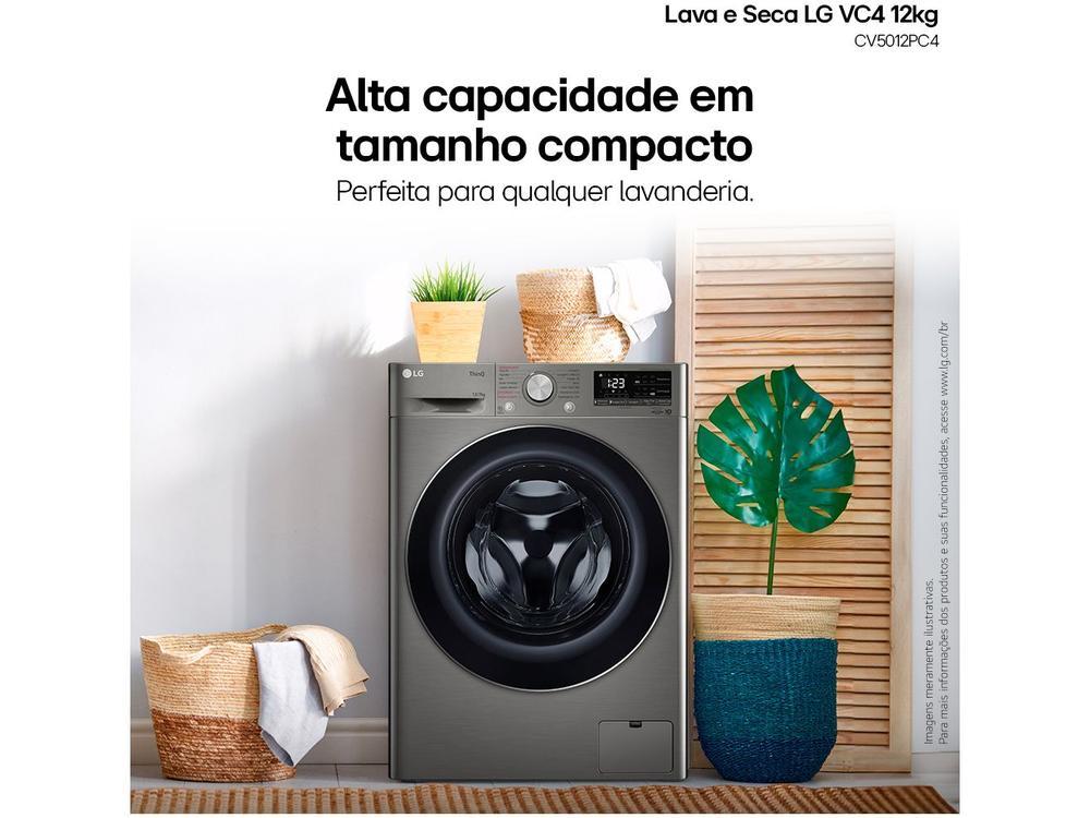 Lava e Seca LG 12kg Smart VC4 CV5012PC4 com Inteligência Artificial Água Quente e Fria Prata - 3
