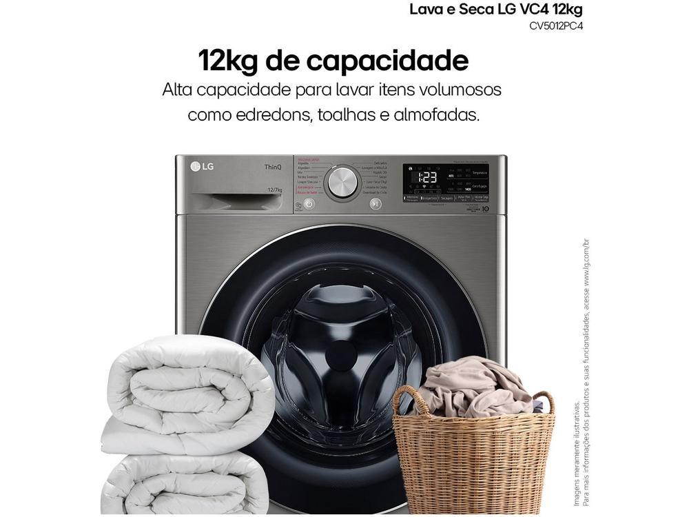 Lava e Seca LG 12kg Smart VC4 CV5012PC4 com Inteligência Artificial Água Quente e Fria Prata - 4