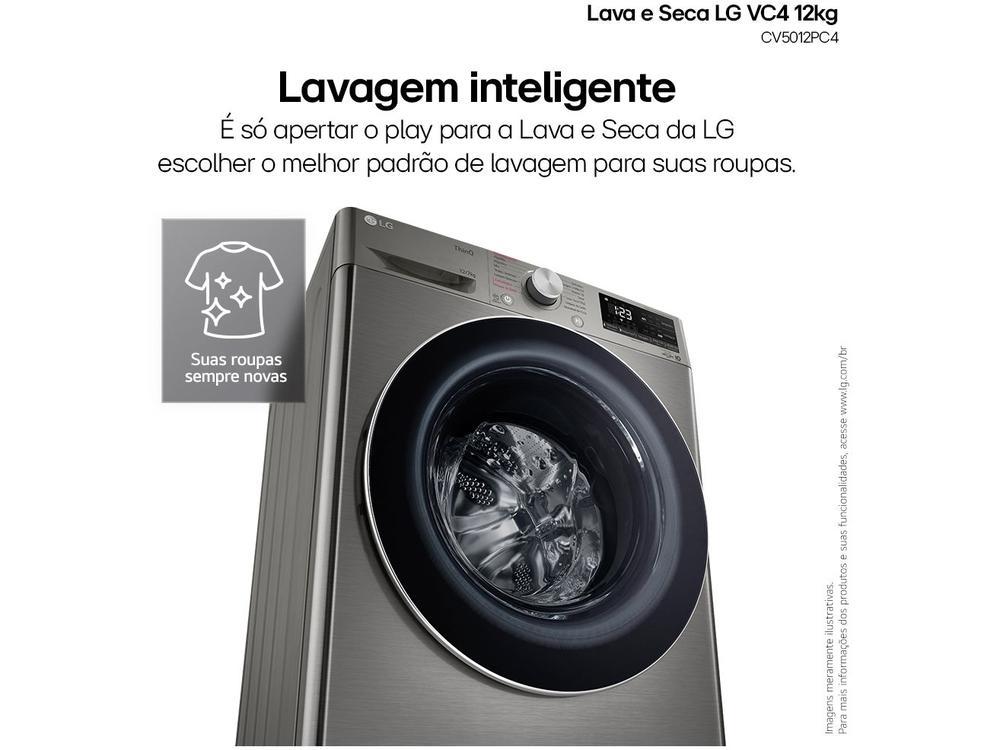 Lava e Seca LG 12kg Smart VC4 CV5012PC4 com Inteligência Artificial Água Quente e Fria Prata - 5