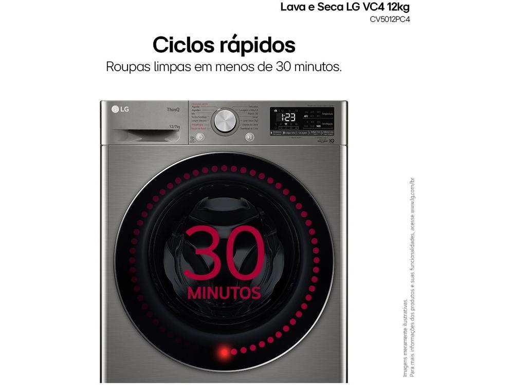 Lava e Seca LG 12kg Smart VC4 CV5012PC4 com Inteligência Artificial Água Quente e Fria Prata - 7