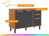 Balcão de Cozinha para Forno ou Micro-ondas Itatiaia 3 Portas 2 Gavetas Nápoles - 3