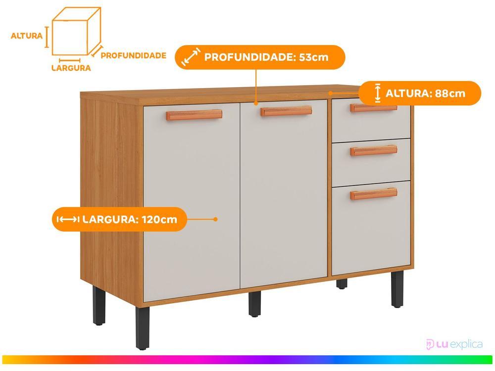 Balcão de Cozinha para Forno ou Micro-ondas Itatiaia 3 Portas 2 Gavetas Nápoles - 3