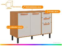 Balcão de Cozinha para Forno ou Micro-ondas Itatiaia 3 Portas 2 Gavetas Nápoles - 3