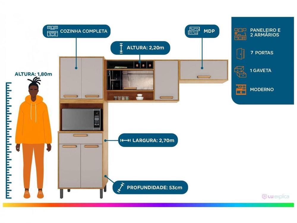 Armário de Cozinha Compacta Itatiaia Nápoles 7 Portas 1 Gaveta - 2