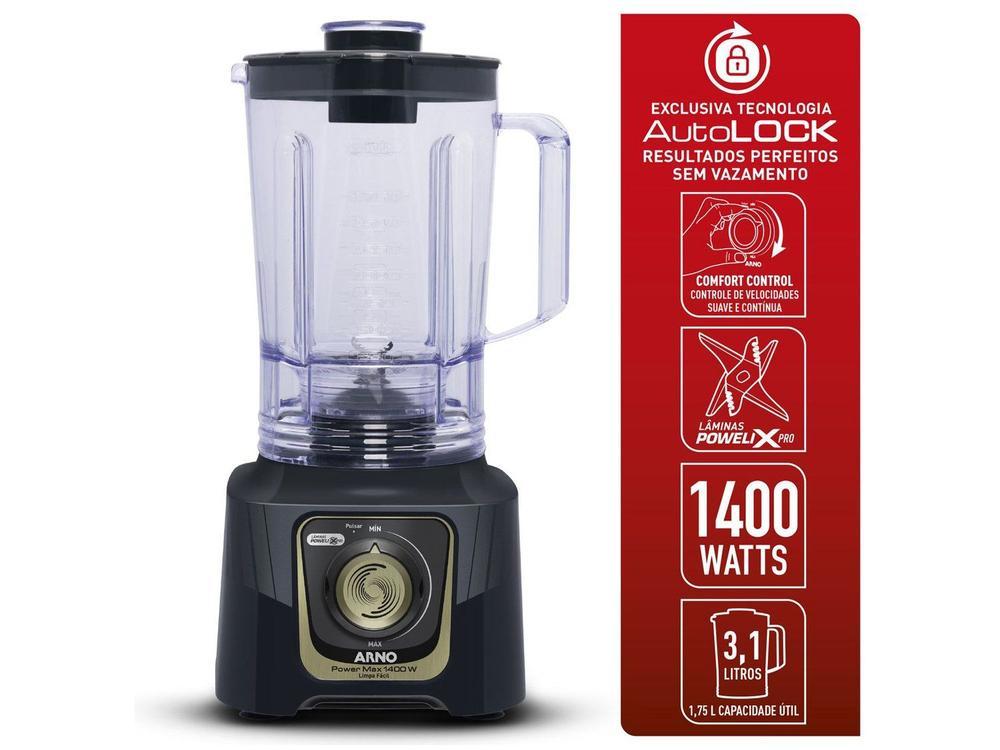 Liquidificador Arno Power Max Autolock LN82 15 Velocidades 1400W Preto e Cinza - 29