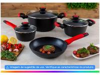 Jogo de Panelas Bergner Antiaderente de Alumínio Preto 4 Peças Chroma