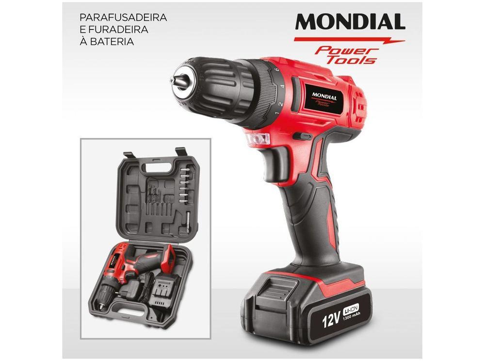 Furadeira e Parafusadeira Mondial a Bateria 12V com Maleta Power Tools FPF-06M - 5