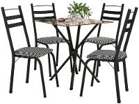 Mesa de Jantar 4 Cadeiras Quadrada Preta Tampo de Vidro Artefamol Léia Capri - 3