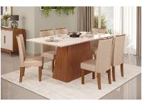 Mesa de Jantar 6 Cadeiras Retangular Freijó Off White e Creme DJ Móveis Copenhague - 1