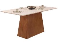 Mesa de Jantar 6 Cadeiras Retangular Freijó Off White e Creme DJ Móveis Copenhague - 6