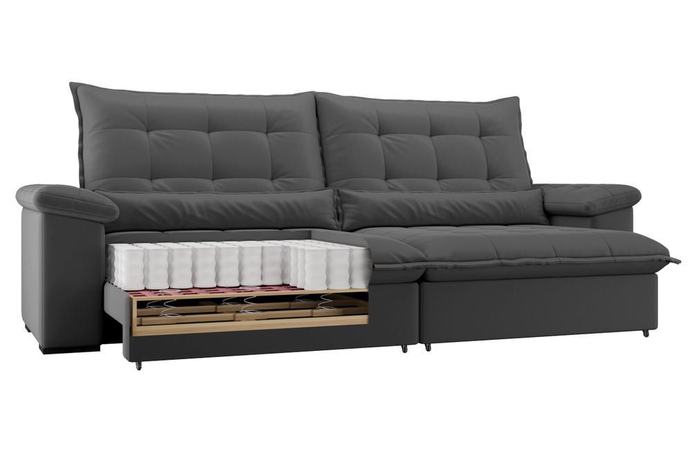 Sofá 4 Lugares Retrátil Reclinável Suede Veludo Molas Ensacadas Módena Flexforma Estofados - 6