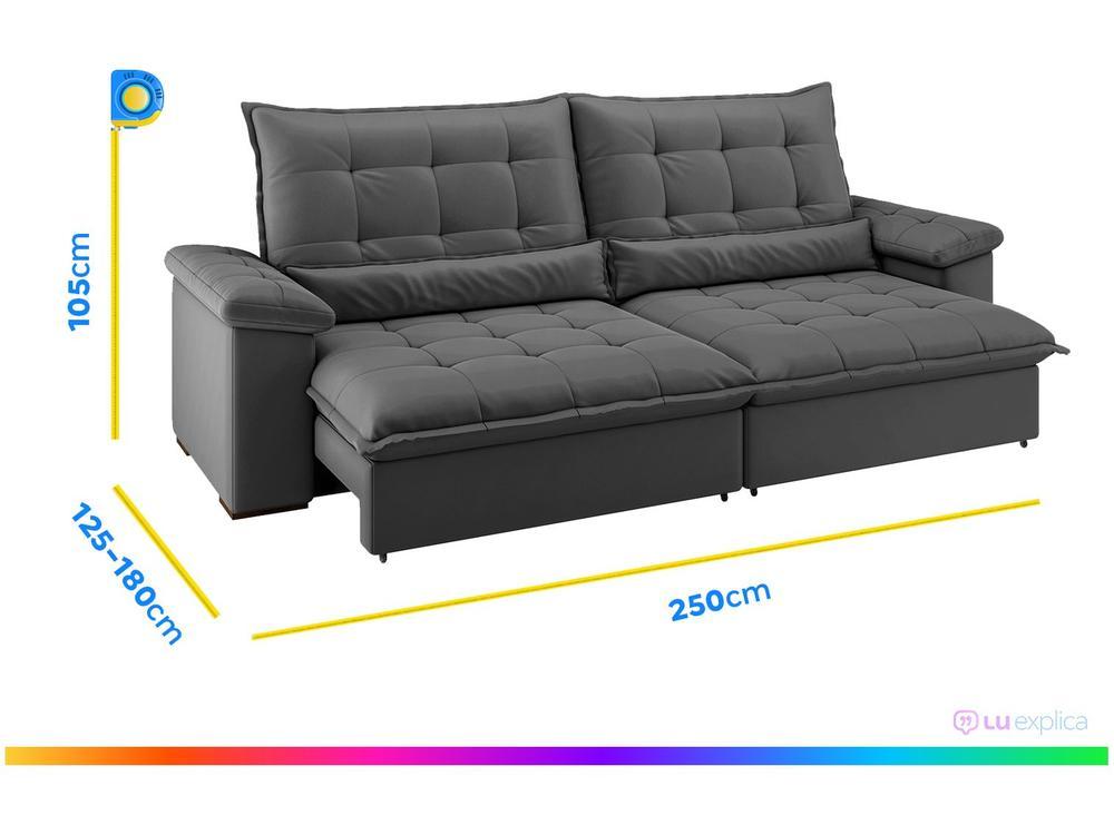 Sofá 4 Lugares Retrátil Reclinável Suede Veludo Molas Ensacadas Módena Flexforma Estofados - 3