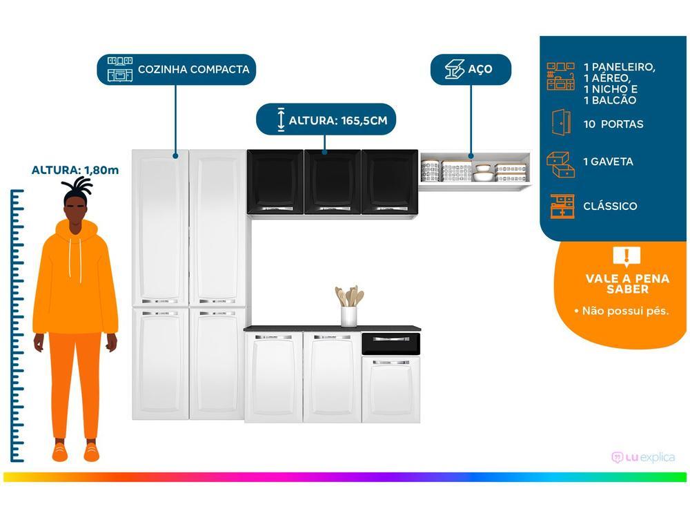 Armário de Cozinha Compacta Itatiaia Amanda Aço com Balcão 10 Portas 1 Gaveta - 2