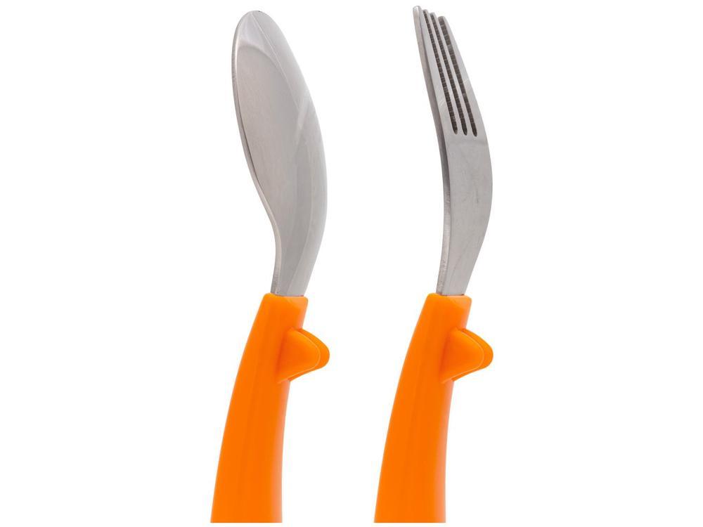Kit Talher Infantil Inox Buba Zoo Laranja 2 Peças - 4