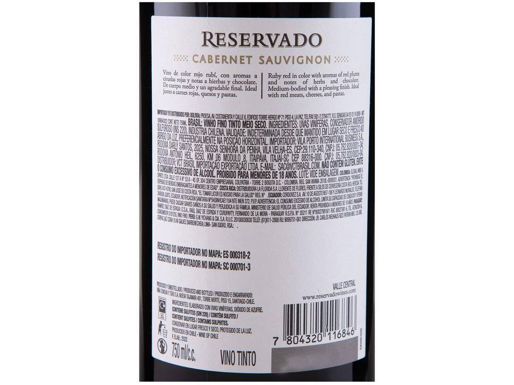 Vinho Tinto Meio Seco Concha y Toro Reservado Cabernet Sauvignon Chile 750ml - 26