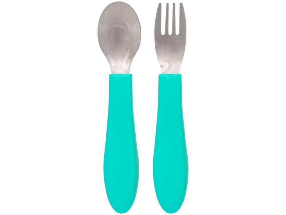 Kit Talher Infantil Inox Buba Zoo Verde 2 Peças - 1