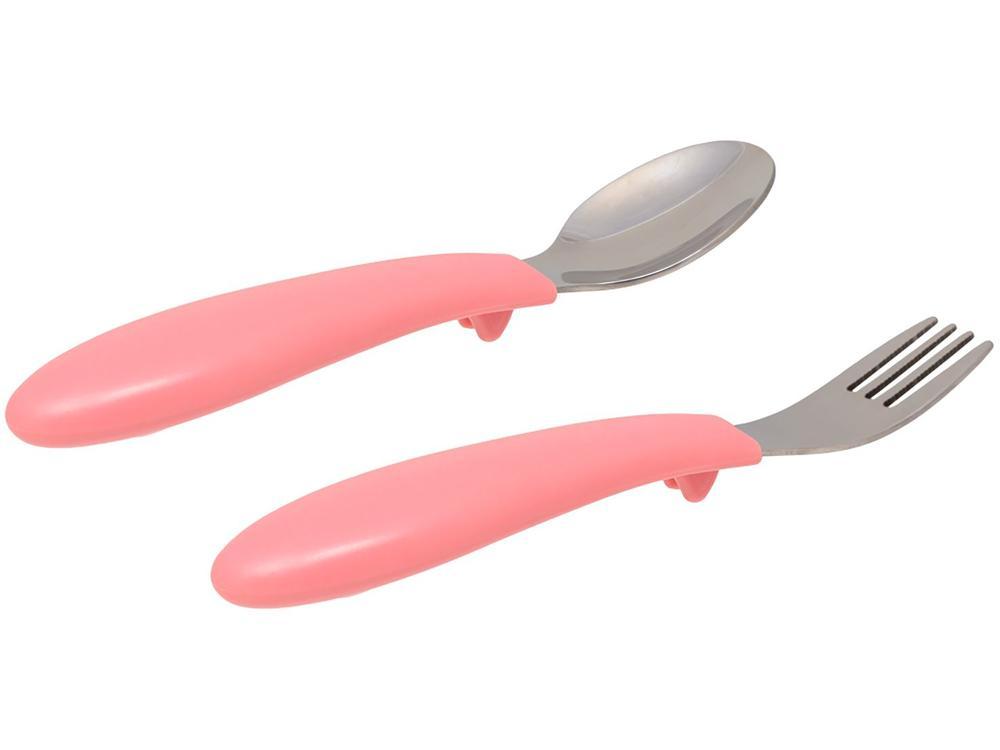 Kit Talher Infantil Inox Buba Zoo Rosa 2 Peças - 4