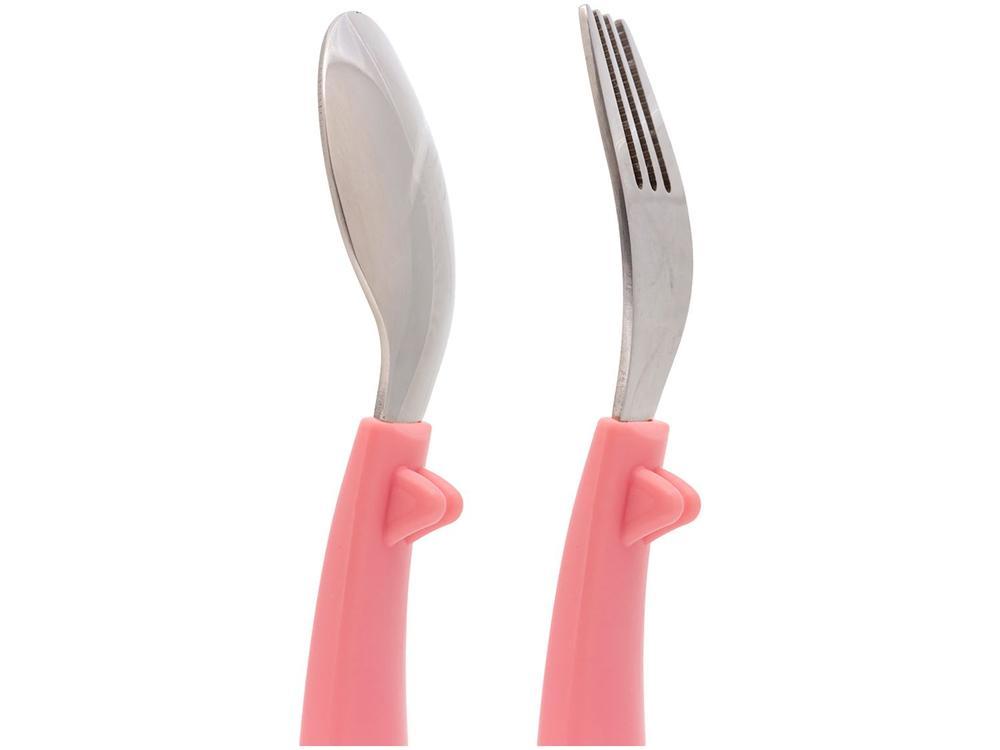 Kit Talher Infantil Inox Buba Zoo Rosa 2 Peças - 5