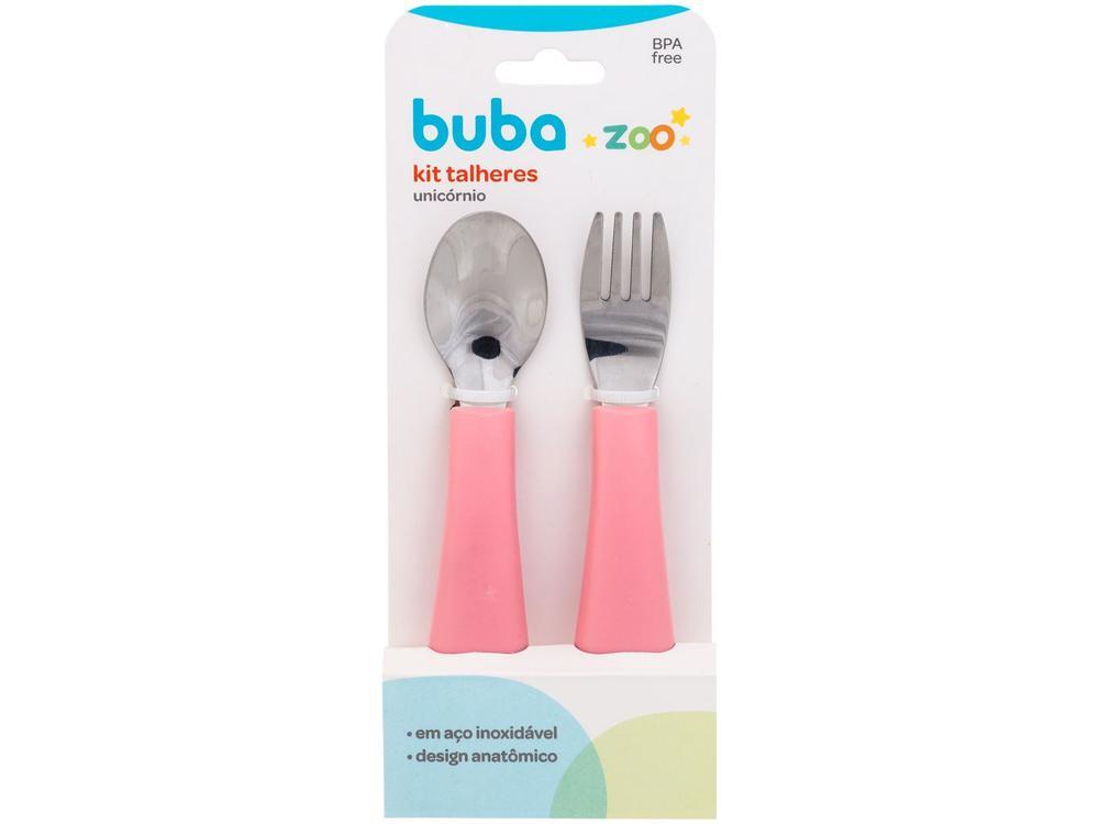 Kit Talher Infantil Inox Buba Zoo Rosa 2 Peças - 6