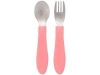 Kit Talher Infantil Inox Buba Zoo Rosa 2 Peças - 1