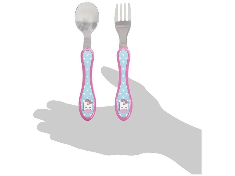 Kit Talher Infantil Inox Buba Unicórnio Rosa e Azul 2 Peças - 3