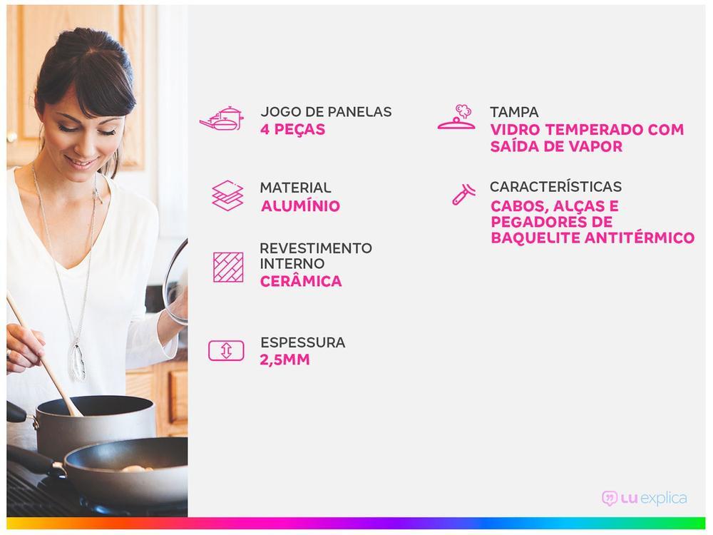 Jogo de Panelas Tramontina Revestimento Cerâmico de Alumínio Vermelho 4 Peças Glenz - 2