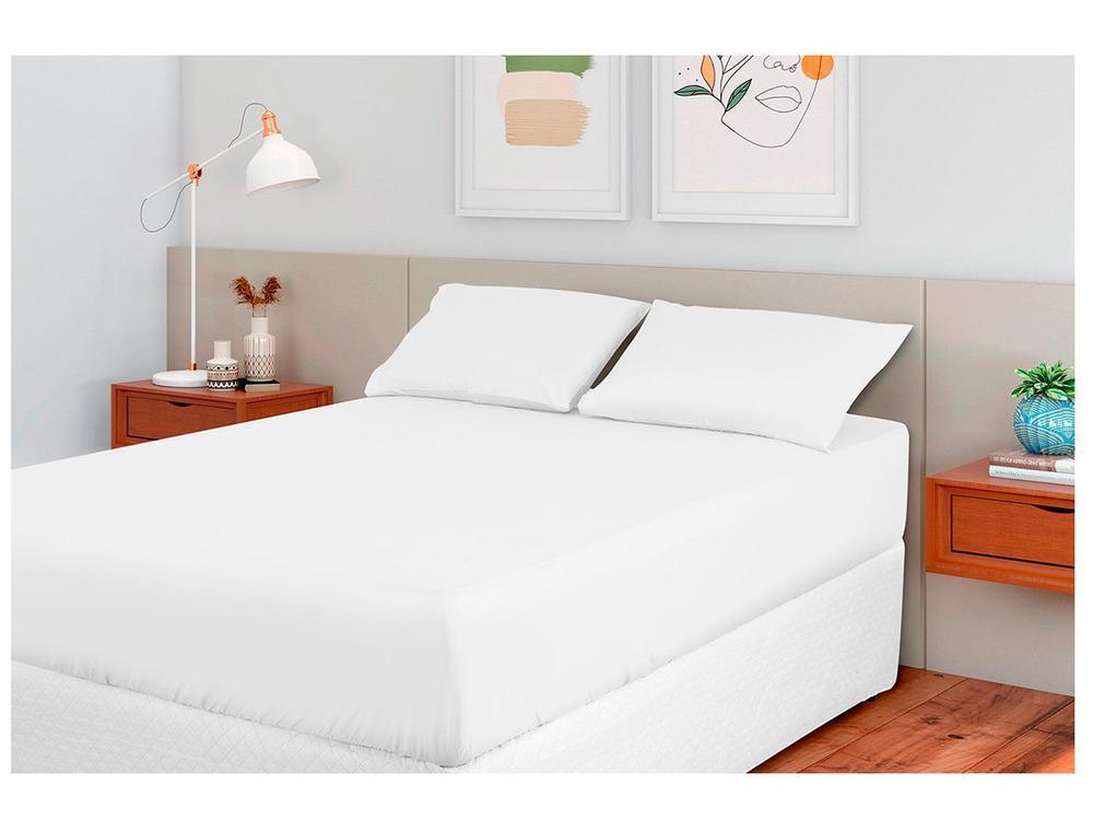 Jogo de Cama Casal 100% Poliéster Marcelino Têxtil Hypercal Branco 3 Peças - 1