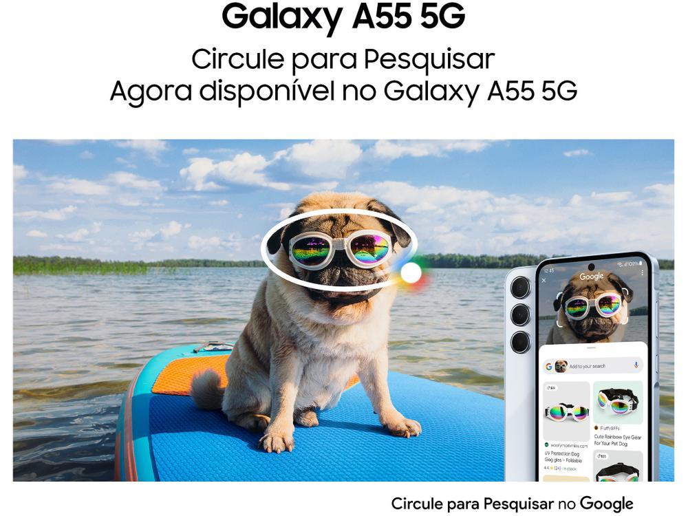 Smartphone Samsung Galaxy A55 128GB Azul Escuro 5G 8GB RAM 6,6" Câm. Tripla + Selfie 32MP Dual Chip - 5