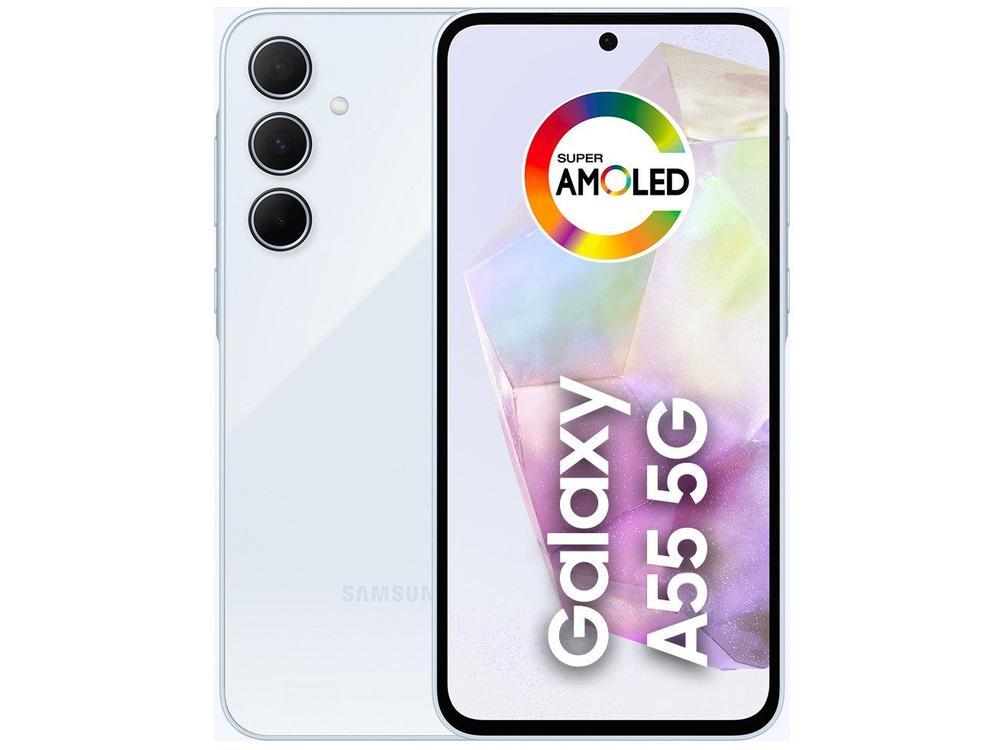 Smartphone Samsung Galaxy A55 128GB Azul Claro 5G 8GB RAM 6,6" Câm. Tripla + Selfie 32MP Dual Chip - 1