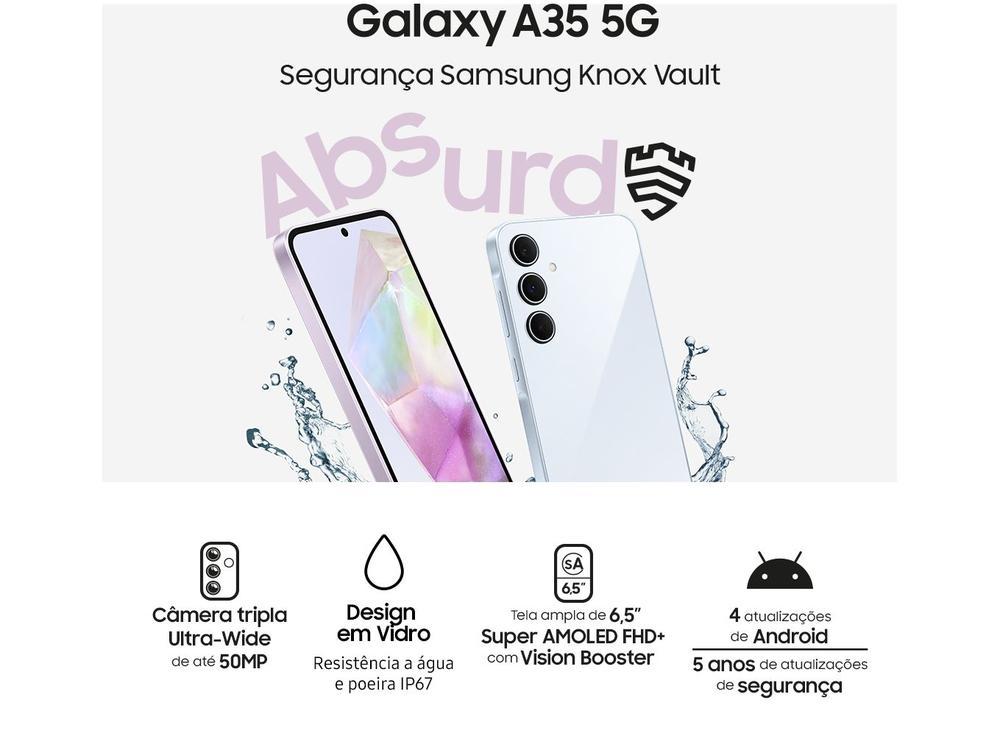Smartphone Samsung Galaxy A35 128GB Azul Escuro 5G 6GB RAM 6,6" Câm. Tripla + Selfie 13MP Dual Chip - 7