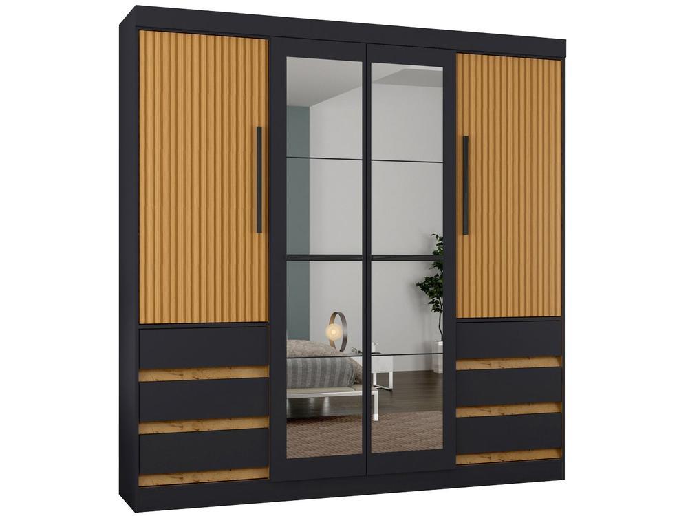 Guarda-roupa Casal com Espelho 4 Portas 6 Gavetas Araplac Sofia - 10