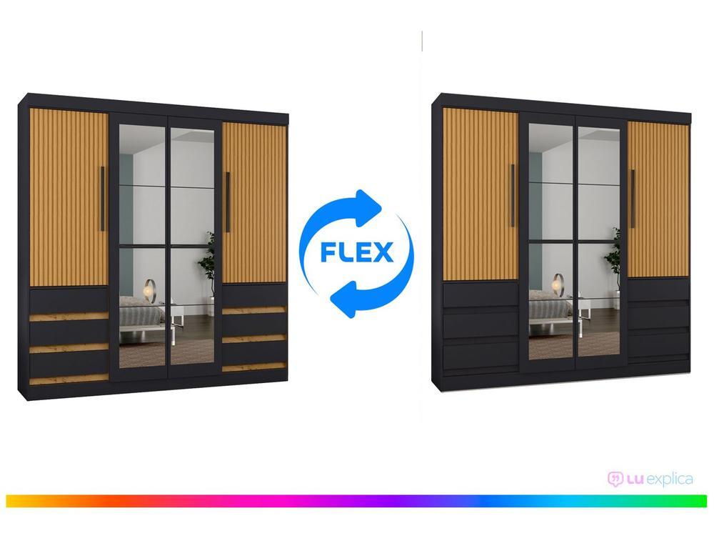 Guarda-roupa Casal com Espelho 4 Portas 6 Gavetas Araplac Sofia - 13