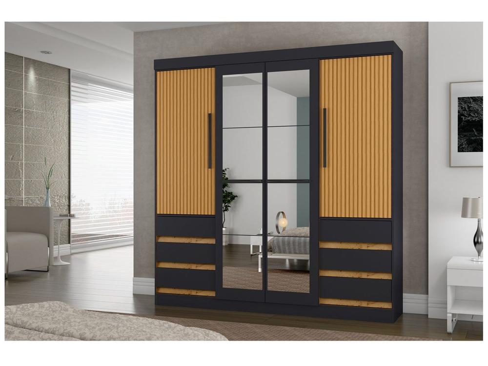 Guarda-roupa Casal com Espelho 4 Portas 6 Gavetas Araplac Sofia - 14